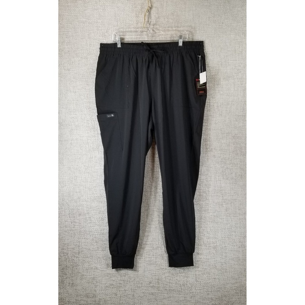 KOI Basics Quinn Tapered Jogger Scrub Pant Lightweight Women's 2XTall Black NWT